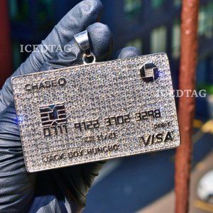 Stainless Steel Lab Diamond Credit Card Pendant